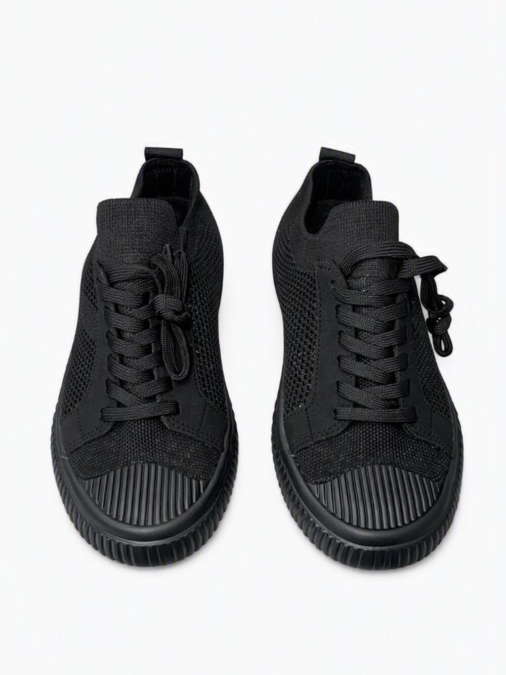 Women’s Black Knit Athletic Sneakers Sz 8 | Lightweight Breathable Walking Shoes